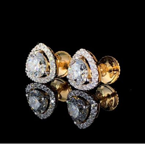 1ct Tringle halo earstuds