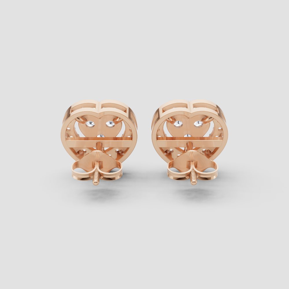 Trinity Heart Diamond Earring in Rose Gold, 0.61 ct lab-grown diamond - view 3 of 4