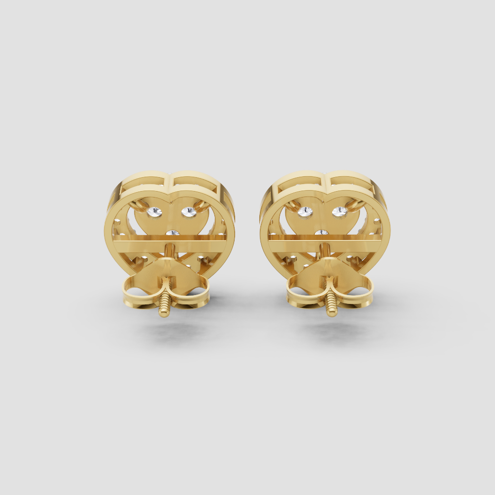 Trinity Heart Diamond Earring in Yellow Gold, 0.61 ct lab-grown diamond - view 3 of 5