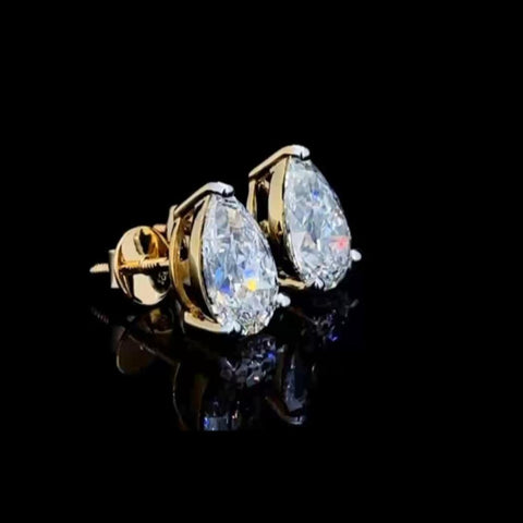 2ct solitaire pear shape diamond earstuds
