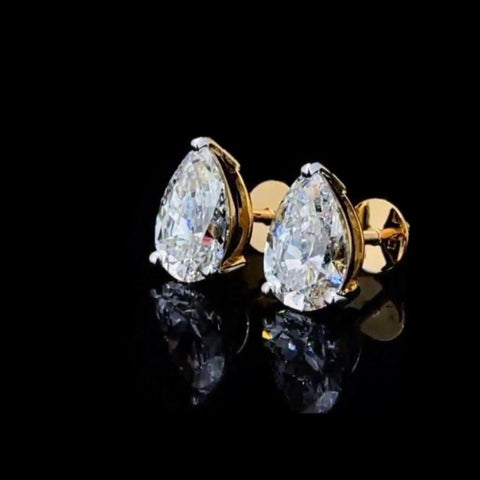 2ct solitaire pear shape diamond earstuds