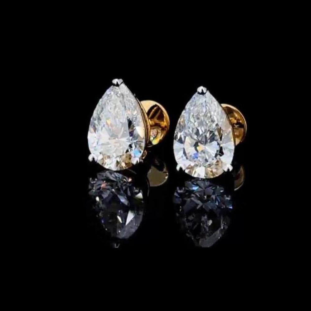 2ct solitaire pear shape diamond earstuds