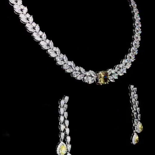 Yellow diamond necklace, in yellow gold, lab-grown diamond, colour grade EF - view 2 of 4