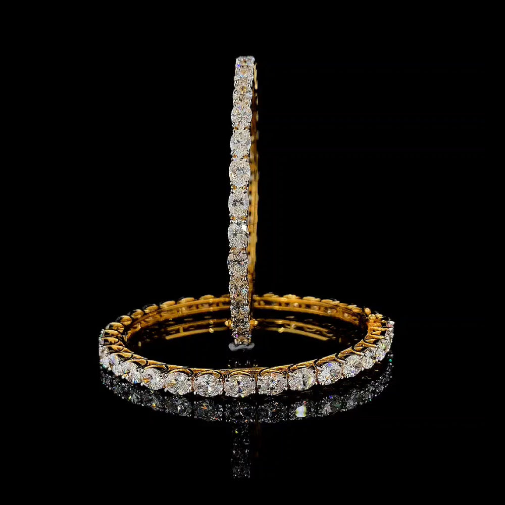 Oval shape 60 pointer single line diamond bangles