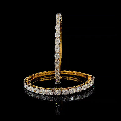 Oval shape 60 pointer single line diamond bangles