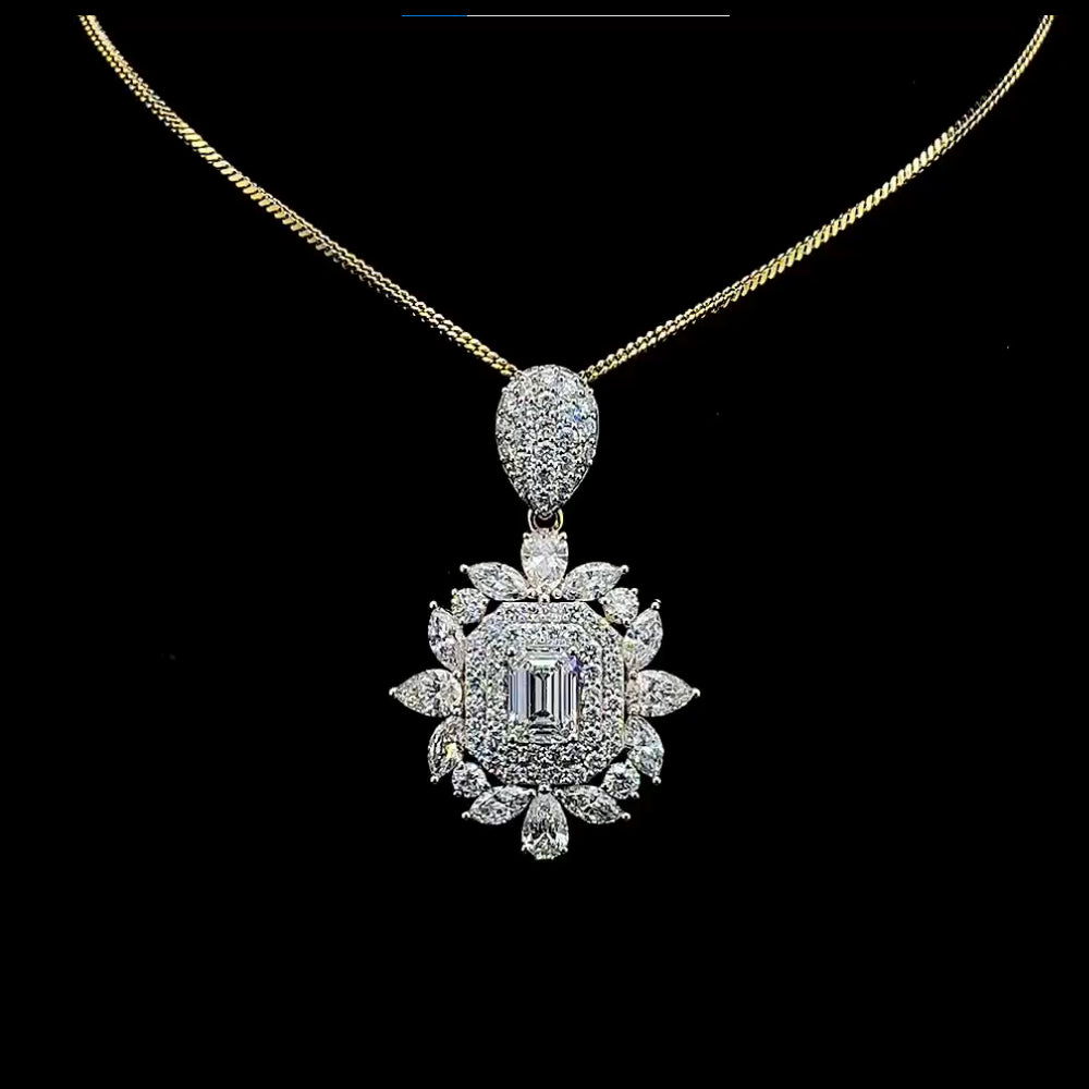 Diamond emerald cut pendent