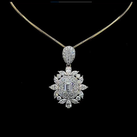 Diamond emerald cut pendent