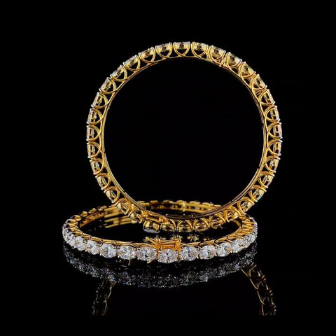 Oval shape 60 pointer single line diamond bangles
