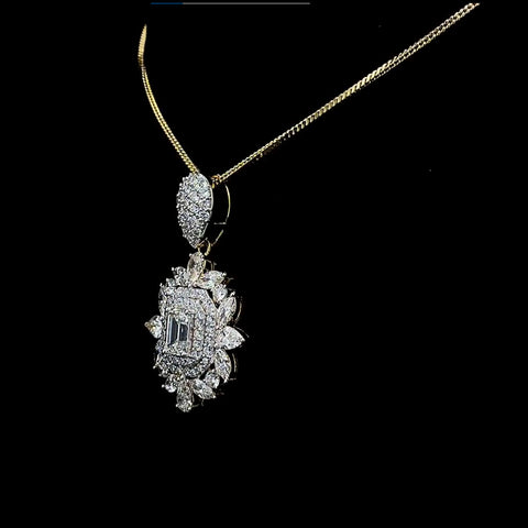Diamond emerald cut pendent