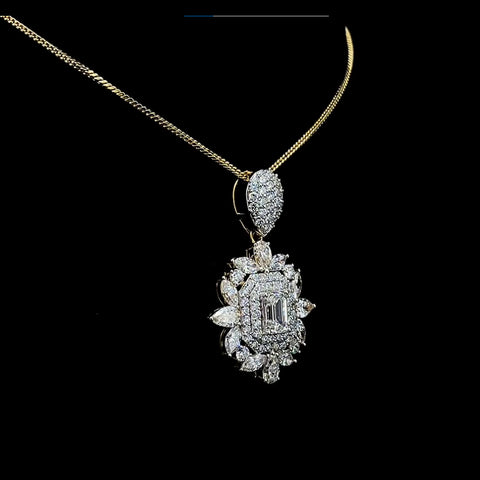 Diamond emerald cut pendent