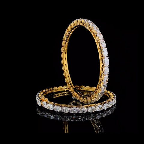 Oval shape 60 pointer single line diamond bangles