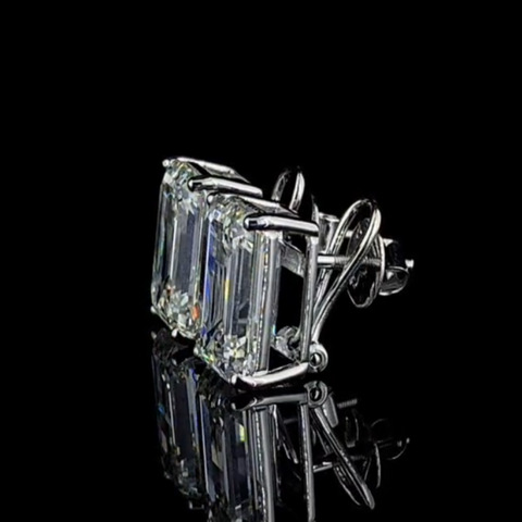 4ct Emrald Cut Solitare Daimond Ear Studs