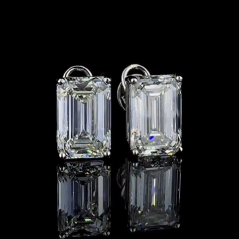 4ct Emrald Cut Solitare Daimond Ear Studs
