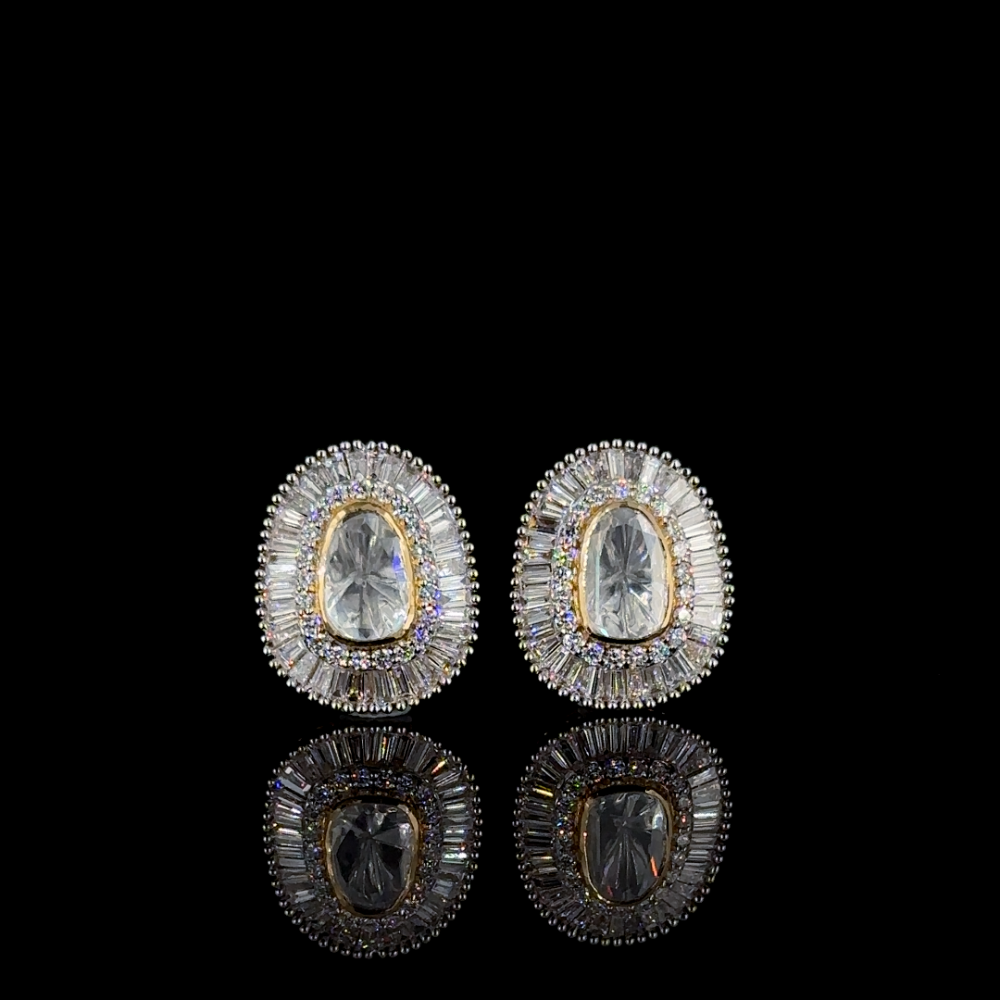 Polki Baguette Diamond Earstuds, 3.10 ct lab-grown diamond, colour grade E - view 1 of 5