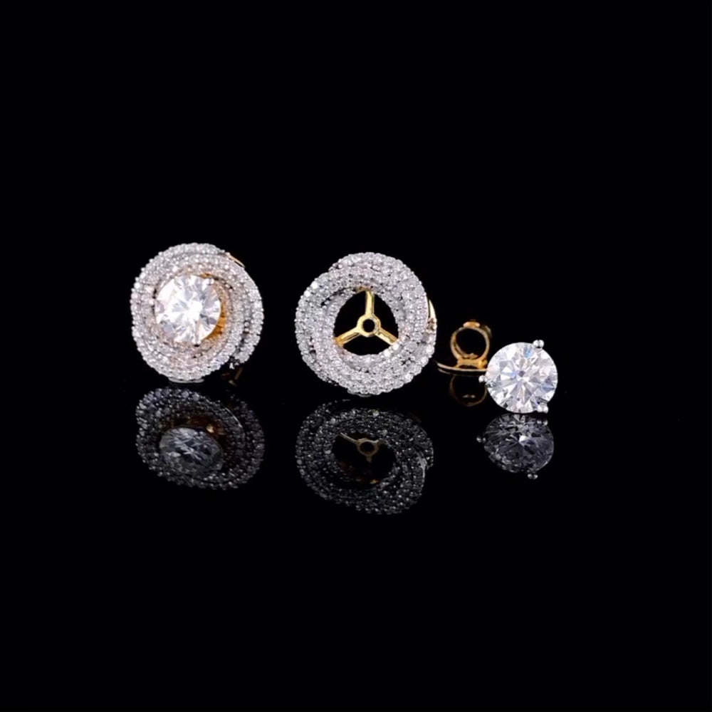 Round Diamond With Jacket Earstuds, lab-grown diamond, colour grade E - view 1 of 4