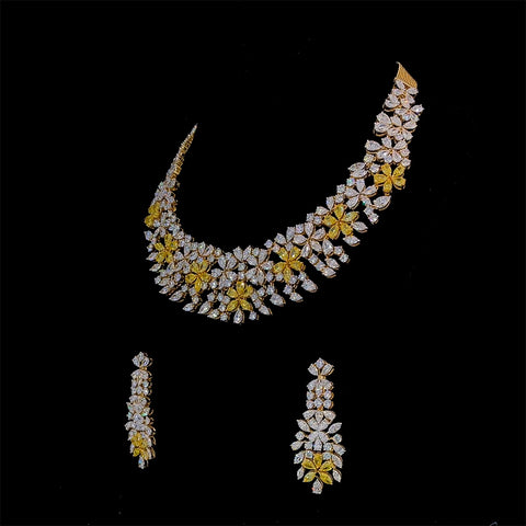 Amber Flower Designer Diamond Set