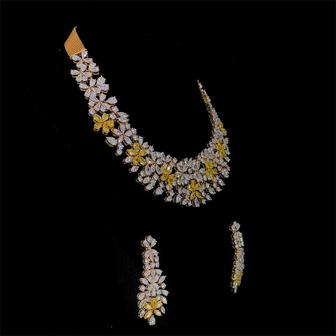 Amber Flower Designer Diamond Set