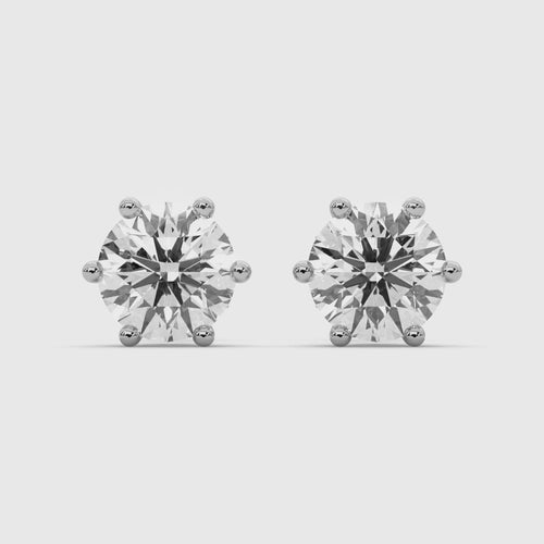 Assorted Petal Diamond Studs in White Gold, lab-grown diamond, colour grade E - rotating 360 degree video