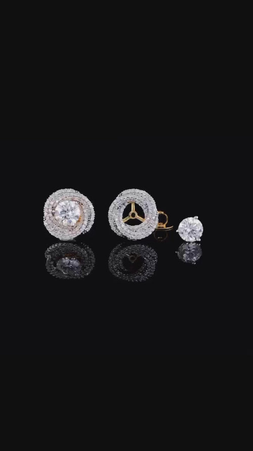 Round Diamond With Jacket Earstuds, lab-grown diamond, colour grade E - rotating 360 degree video