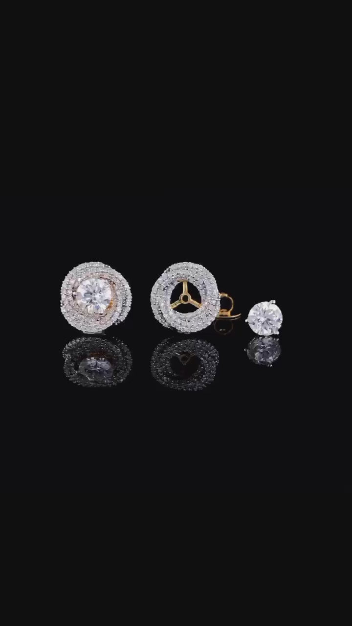 Round Diamond With Jacket Earstuds, lab-grown diamond, colour grade E - rotating 360 degree video