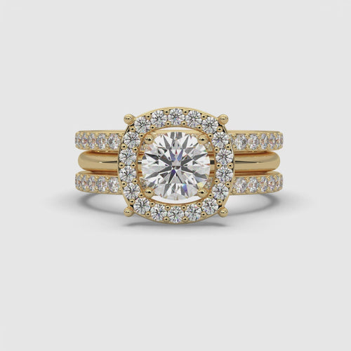 Party Sparkle Diamond Ring, in yellow gold, lab-grown diamond, colour grade E - rotating 360 degree video