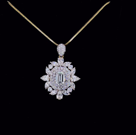 2 ct emerald cut solitaire diamond pendent