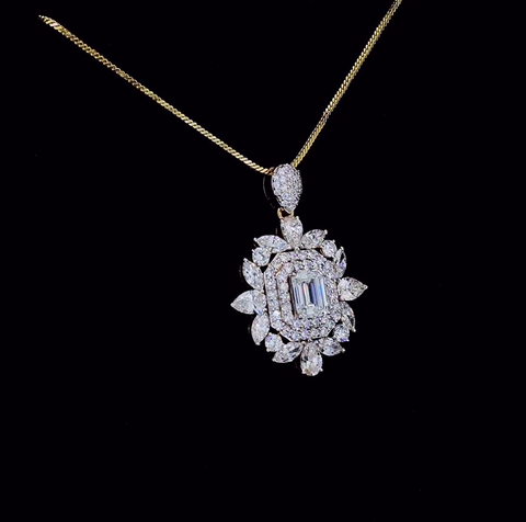 2 ct emerald cut solitaire diamond pendent