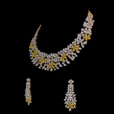 Amber Flower Designer Diamond Set